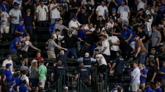 туча навијача на Ригли филду Wrigley Field fan fight
